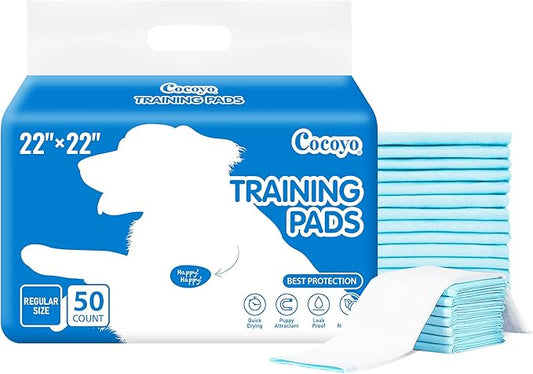 COCOYO Best Value 22"x22" Dog Training Pads 50 Count | Dog Pee Pads | Super Absorbent Puppy Pads,White