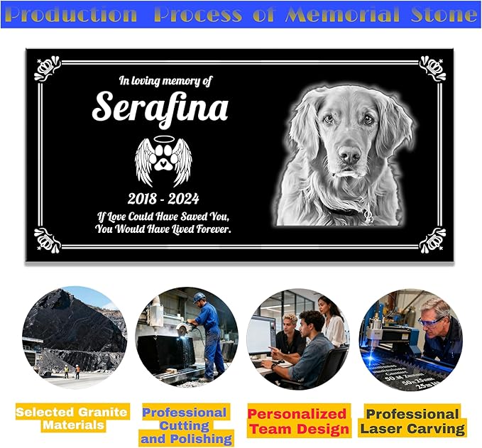 Pet Memorial Stones Personalized, Memorial Plaque for Pet,Dog,Cat, Grave Marker for Cemetery, Dog Memorial Stone, Cat Tombstone Outdoor, Memorial Gifts for Loved One