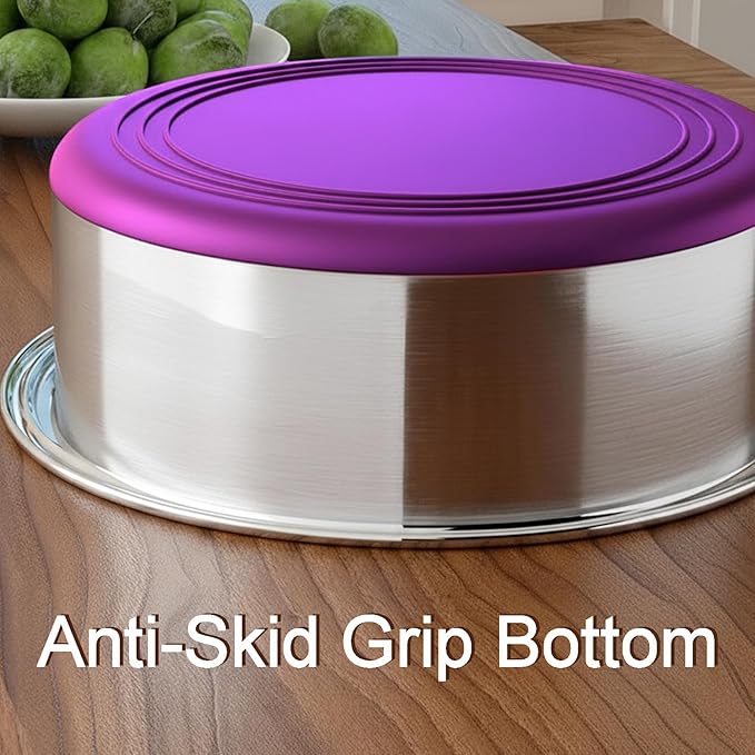 Deep Stainless Steel Non-Skid Dog and Food Bowls, Each Holds Up to 16 Cups, Set of 2 Packs(10.2 x 3.2 Inches)