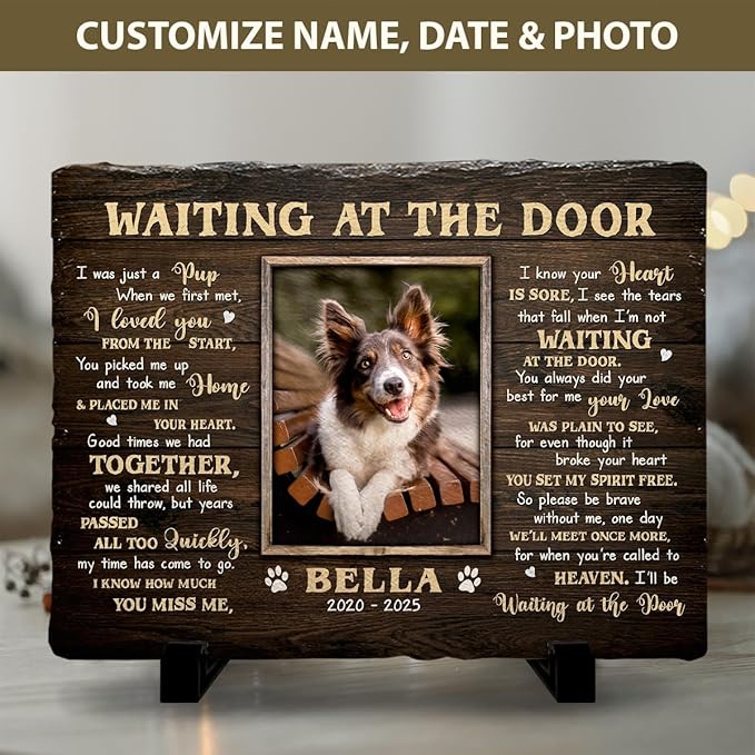 Memorial Gift for Loss of Dogs, Cats - Ideal Gifts for Pet Lovers Grieving The Death of Dog, Cat - Unique Customized Headstones for Graves - Waterproof Garden Stones Outdoor