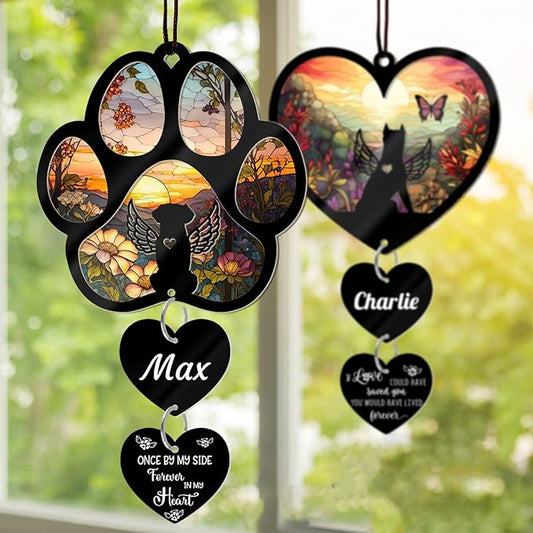 Custom Dog Memorial Suncatcher Personalized Memorial Gifts Customized Sun Catcher for Someone Who Lost A Dog Gifts Suncatcher Stained Glass Look Acrylic Sympathy Gift