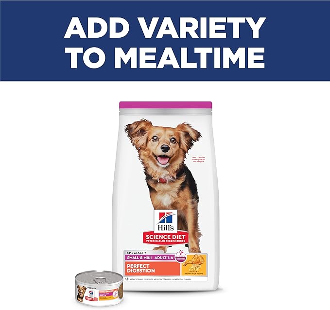Hill's Science Diet Adult 1-6 Perfect Digestion Small & Mini Dry Dog Food, Chicken & Brown Rice, 3.5 lb. Bag