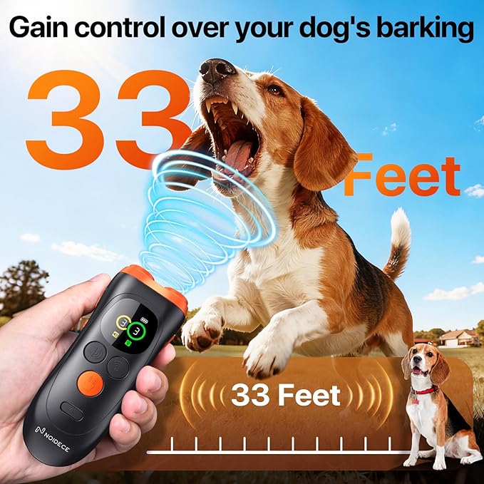 Dog Bark Deterrent Devices, 3X Ultrasonic Anti Barking Device for Dogs with Color LCD Screen, 3 Training Modes, 33FT Range to Correct Bad Behavior, Safe & Humane for Indoor & Outdoor Use