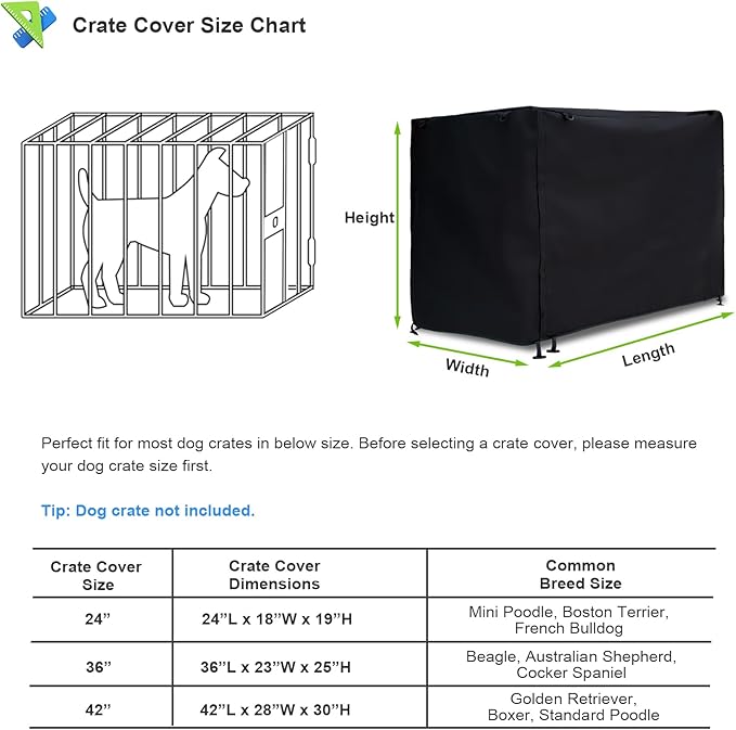 Dog Crate Cover 36in Waterproof Pet Kennel Cover for Outdoor/Indoor Protection, Durable Windproof Crate Cover Universal Fit for Wire Dog Crate (36''L*23''W*25''H-Black)