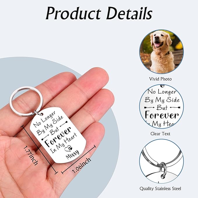Custom Pet Photo Keychain - Personalized Memorial Keychain with Photo Name for Pet Loss Remembrance Dog Memory Sympathy Gifts