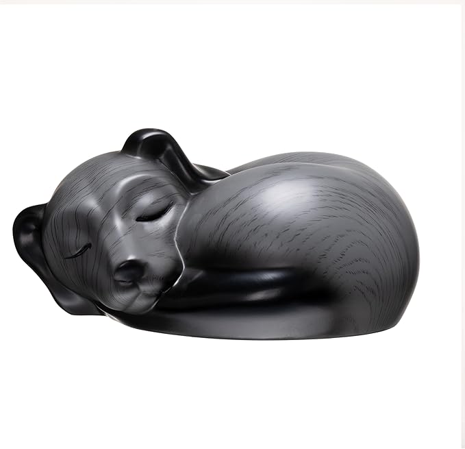 Pet Urns,Sleeping Resin Cremation Dog Urn, Dog Urns for Ashes, Small Animal Urn（Gray）…