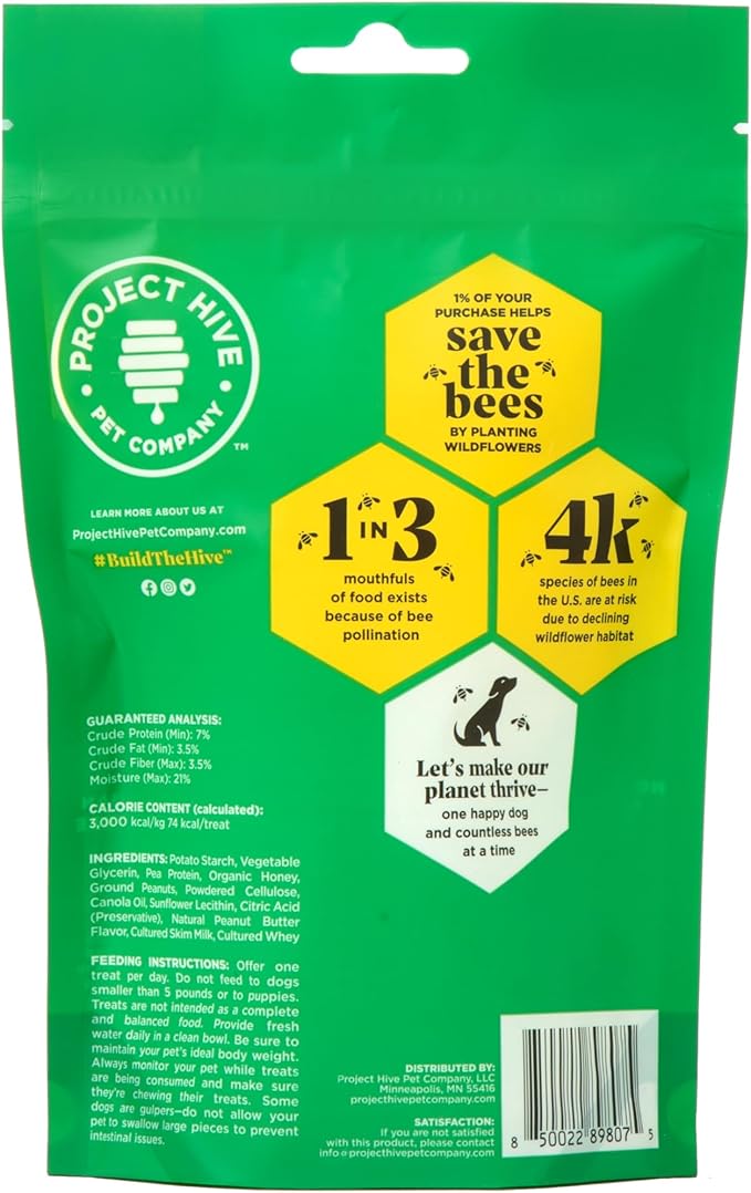 Dental Chew Sticks for Dogs 7 oz – Large (M/L) – Textured Dental Treats, Fit Hive Toys – Vegetarian, Made with Ground Peanuts & Honey, No Grain or Soy, Cleans Teeth & Freshens Breath