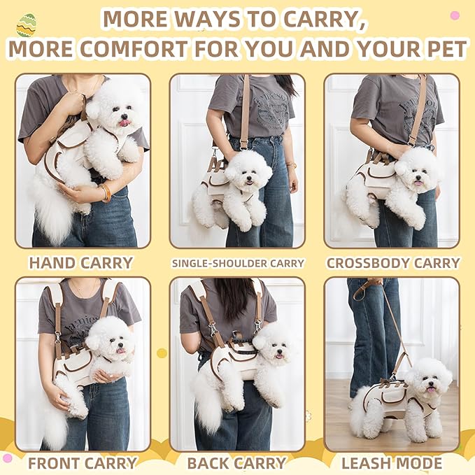 Dog Carrier Backpack for Medium Pets, Breathable Detachable Travel Pet Bag with Adjustable Straps, Portable Hands-Free Dog Cat Carrier Backpack for Hiking, Walking & Camping (M).