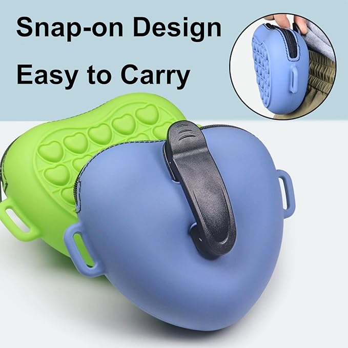 Silicone Dog Treat Pouch with Shoulder Strap and Waist Clip, Zipper Closure Closure to Avoid Spilling, Treat Pouches for Pet Training (Blue)