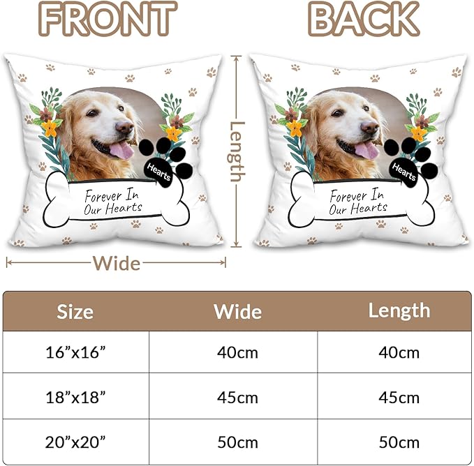 Custom Dog Memorial Throw Pillow with Photo - Personalized Loss of Dog Sympathy Gift for You | Pet Memorial Gifts for Dogs/Cats (Style 3)