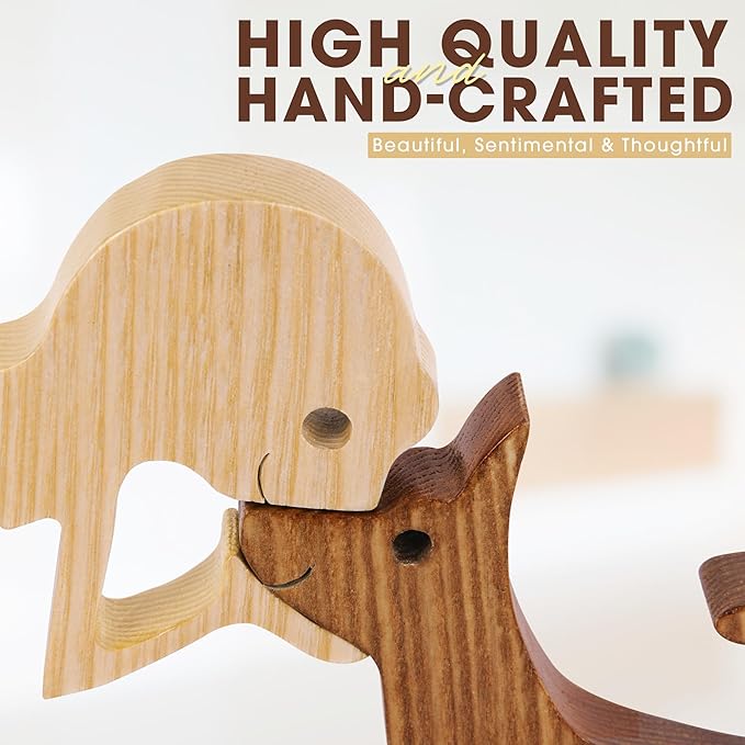SENSUNIQ Dog Memorial Gifts, Cat Memorial Gifts, Wooden Carving Men and Dog Figura, Once by My Side Forever in My Heart - Sympathy Keepsake Dog Mom, Dog Dad for Loss of Pet (Dog and Woman)