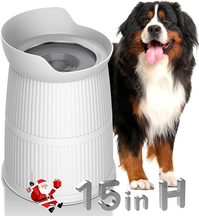 Elevated Dog Bowls for Large Dogs-[15.4-inch high],4.4L No Spill Dog Water Bowl, Adjustable Raised Bowls,Stainless Steel Water Bowl/Non-Slip/Water Dispenser