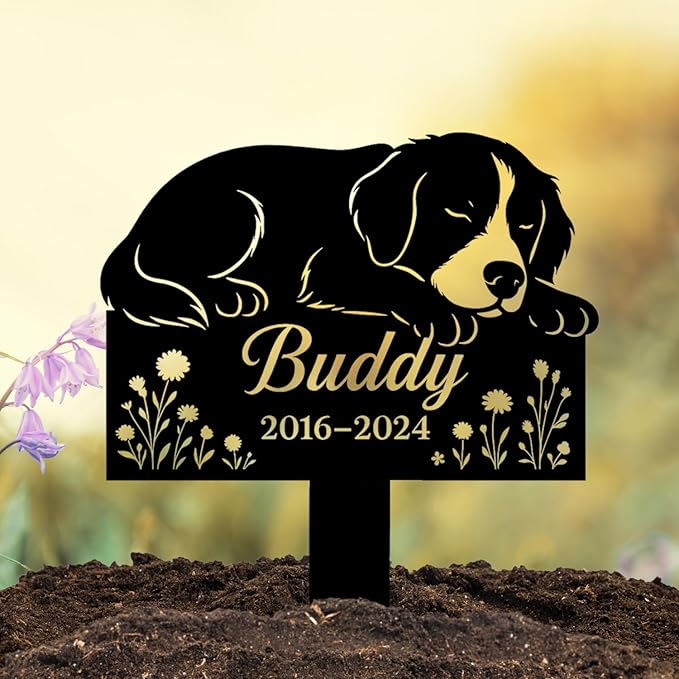 Custom Dog Grave Markers Outdoor | Personalized Pet Grave Markers Dog Memorial Headstone | Personalized Pet Graveyard for Pets Owners | Best Memorial Gifts for Your Furry Friends Passed Away