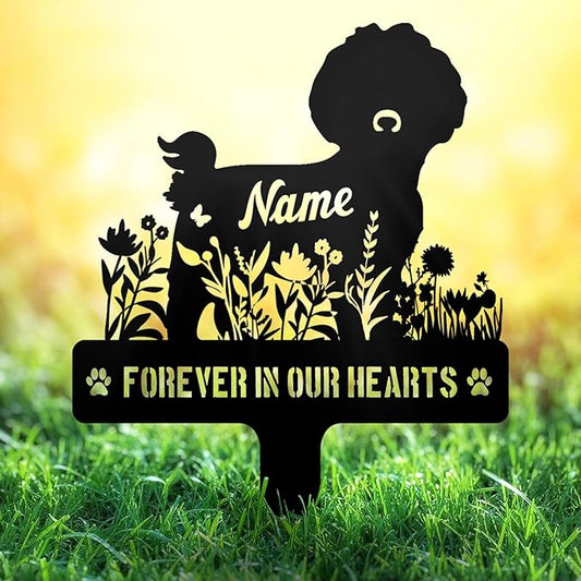 Custom Bichon Frise Bichon Dog Grave Marker, Personalized Dog Memorial Stake, Metal Pet Tombstone, Outdoor Sympathy Sign for Garden Yard Decor, Pet Loss Gift