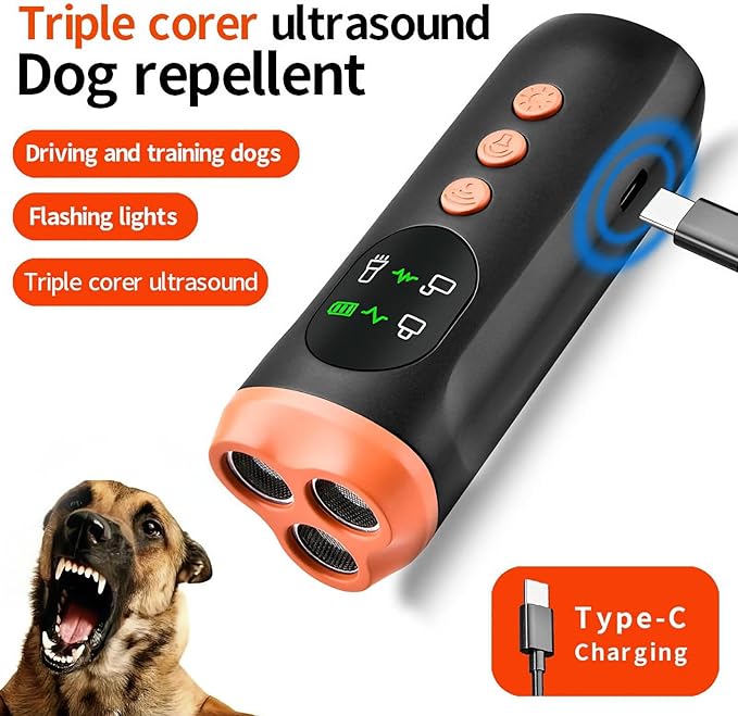 2026 Dog Bark Deterrent,Rechargeable Sonic Dog Repeller,Safe 25KHz Sonic Frequency Transmitter,Anti Bark Device for Dogs,50ft Range Professional Dog Training Tool,LED Indoor/Outdoor Barking Silencer.