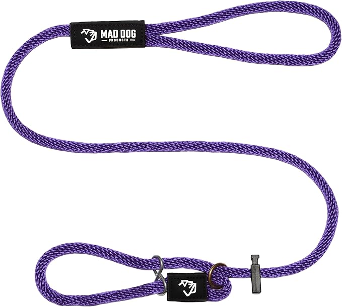Mad Dog Products Easy Leader Dog Leash 1/2" x 15' Purple Signature Rope - Made in USA