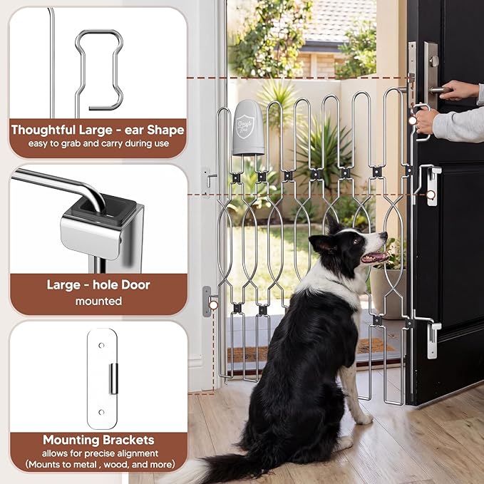 Snagle Paw Metal Retractable Door Barrier,Safety Dog Gate for Front Door,Easy Install Retractable Pet Gate for Recreational Vehicle,Doorways，32.3" Wide 35" Tall