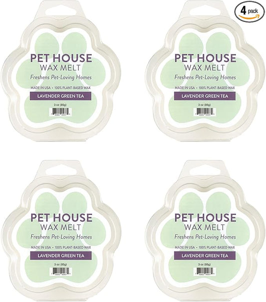Pet House Lavender Green Tea, Scented Wax Melts - Long-Lasting Plant Based Soy Wax Melts Pet Friendly Pack of 4
