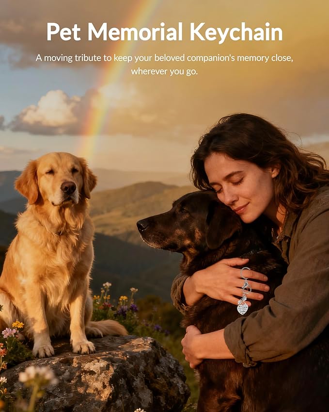 Belloxis Pet Memorial Gifts for Loss of Dog, Rainbow Loss Sympathy Gift Bridge Keychain for Cat Pet Died Cats Death Dogs Lost Memorial Women Men Pass Away Animal Paw Print Heart Key Chain Gift