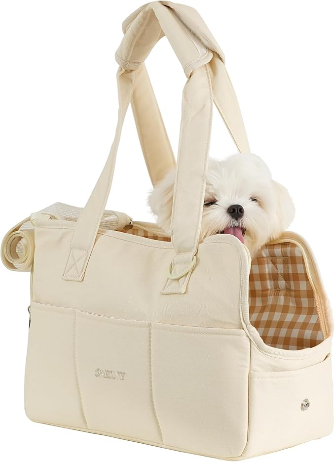 【S-Size Bag and mat】 ONECUTE Dog Carrier Set for Small Dog with a Soft mat, Beige