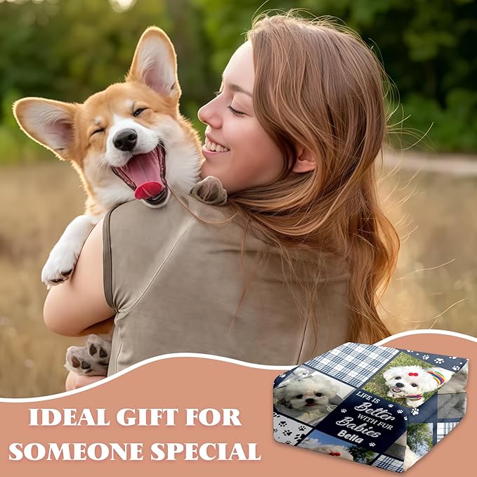 Pet Memorial Blanket Gift - Personalized Dog Memorial Blankets, Pet Sympathy Gifts for Loss of Dogs for Pets Lovers, Dog Bereavement Passing Away Gift, Custom Dogs Blanket (H)