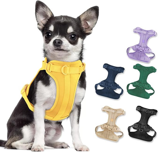 No Pull Lightweight Dog Harness: Adjustable Durable Breathable Mesh Pet Vest Harness with Soft & Comfortable Cushion, for Small Medium Large Dogs (S, Butter Yellow)