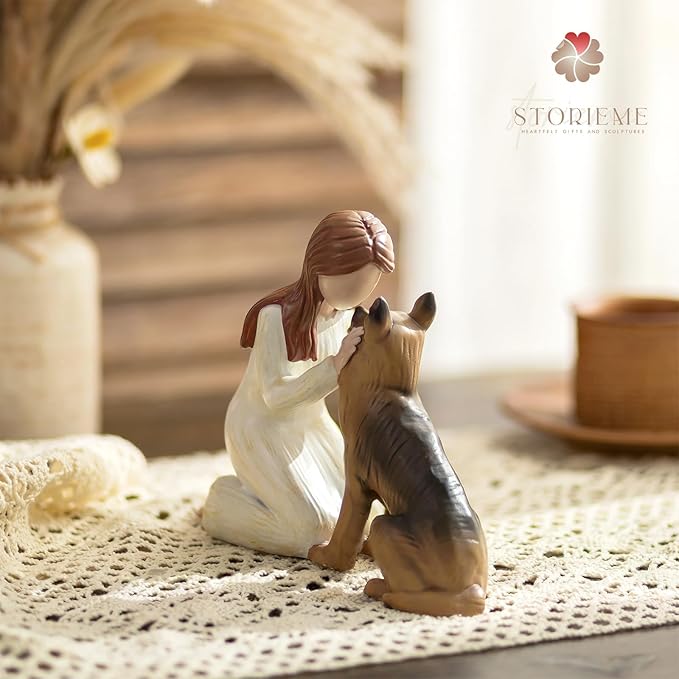 German Shepherd Gifts for Women: Pet Loss Sympathy Bereavement Remembrance Memorial Gift Angel of Friendship Black Dog Figurines for Dogs Lovers (5.4" x 4.3")