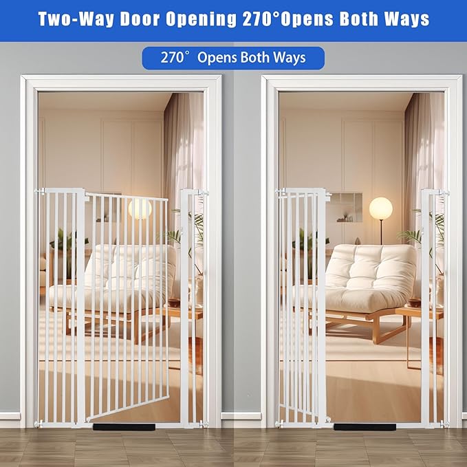 71 inch Extra Tall Gate Pet Gate,29.92"-49" Extra Wide Pressure Mounted,Cat Gates for Stairs, Kitchen,Doorways (White)