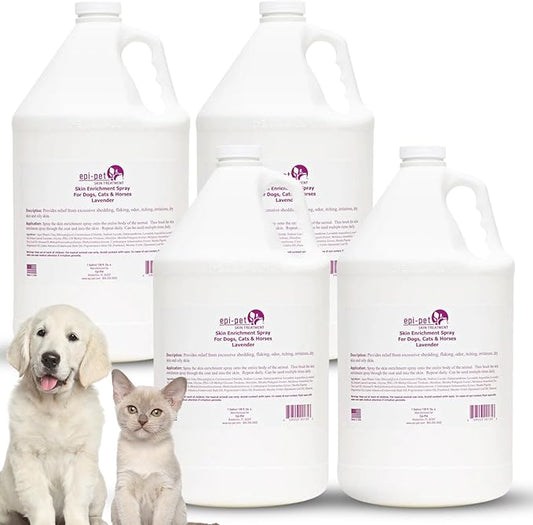 Epi-Pet Veterinary Formulated Dog Hot Spot and Dog Itch Spray, Pet Skin Treatment Spray for Allergies, Deshedding and Redness, Use it as Skin and Coat Conditioner, 1 Gallon (Pack of 4), Lavender