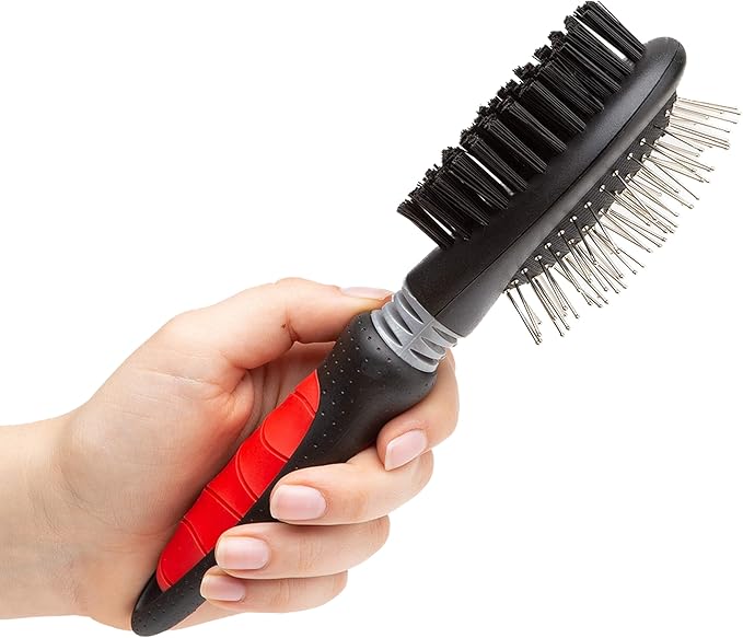 Mikki Dog, Cat Combi Brush Removes Knots, Tangles -2 sided -Nylon and Ball Pin for Small to Medium Pet