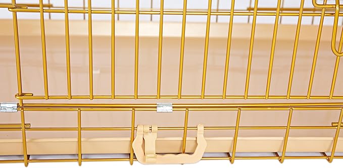 HOMEY PET 36" Gold Folding Dog Crate, Dog Cage for Medium Breed Dog Kennels with Pull Out Tray (No Floor Grid)