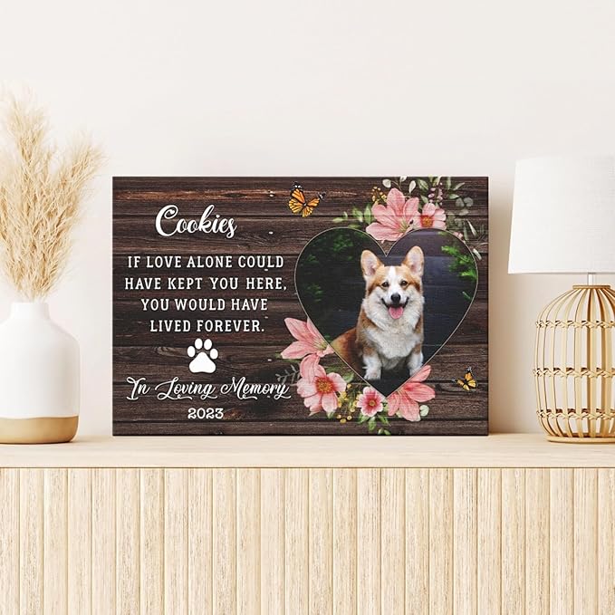 Dem Canvas Personalized Photo Canvas Prints, Dog Loss Gifts, If Love Alone Could Have Kept You Here, Pet Memorial Gifts For Dog Lover, Dog Death Sympathy Gifts, Cat Memorial Print Photos Pet Loss Gift (18x12)