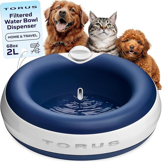 Premium Filtered Portable Dog Autofill Pet Water Dispenser [Upgraded 2026], 2L / 68oz, Noise-Free No Spill Water Bowl for Dogs, No Power Needed, Ideal for Medium & Large Pets