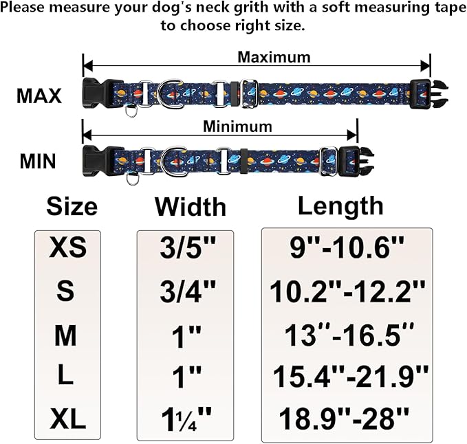 Martingale Dog Collars with Buckle No Slip Training Boy Dog Collar for Large Dogs (Blue Space, Large)