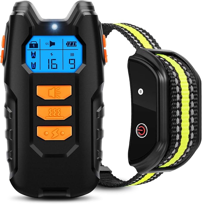 Flittor Dog Training Collar, Shock Collar for Dogs with Remote, Rechargeable Dog Shock Collar, 3 Modes Beep Vibration and Shock Waterproof Bark Collar for Small, Medium, Large Dogs… (Orange)