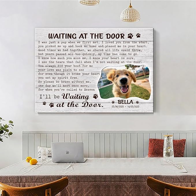 C80713 Funny Dog Memorial Canvas Gifts - Personalized Wall Art Decor With Sayings for Dog Lover Mom Dad - Custom Landscapes Canvas Name