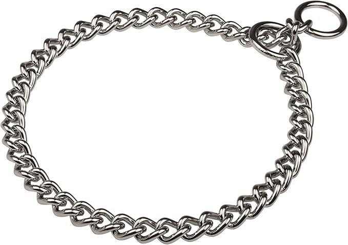 Herm Sprenger Chrome Plated Short Link Chain Collar with Round Chain - 4 mm x 26 inches