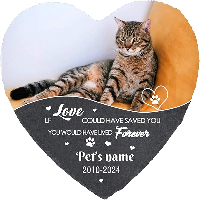Personalized Cat Memorial Stone, Customized Pet Memorial Gifts for Loss of Dog Cat, If Love Could Have Saved You, Custom Pet Memory Stone for Cat, Pets Cemetery Decorations for Grave