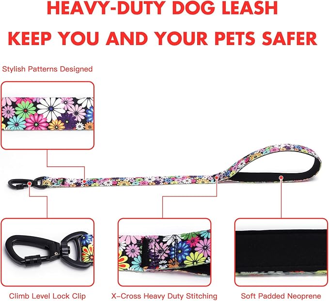 Martingale Dog Collar with Stainless Steel Chain - Limited Chain Cinch Training Collar for No Pull Training Dog - Flower Multicolor Cute Patterns - Premium No Slip Collar (L, Green Set)
