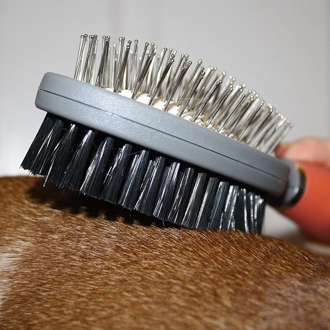 GoPets Pet Grooming Kit Bundle With 2 Sided Pin and Bristle Comb + Professional Self-Cleaning Slicker Brush for Dogs and Cats
