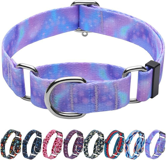 Hikiko Martingale Collar for Dogs with No Buckle Purple Gradient Training Dog Collars for Extra Small Dogs,Tie Dye,XS