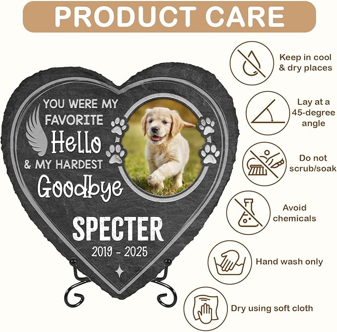You were My Favorite Hello and My Hardest Goodbye - Personalized Photo Dog Memorial Stone, Dog Memorial Gifts for Loss of Dog, Pet Memorial Stones for Dogs, Sympathy Gifts for Dog Lovers