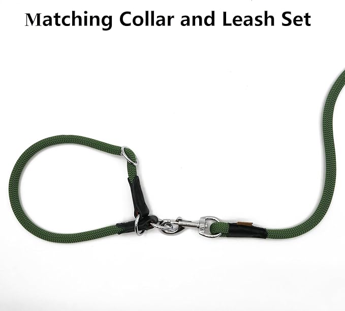 Dog Leash, Braided Rope Traction – Walking Training Lead for Small Dogs ((1/3") x 6FT, Dark Green)