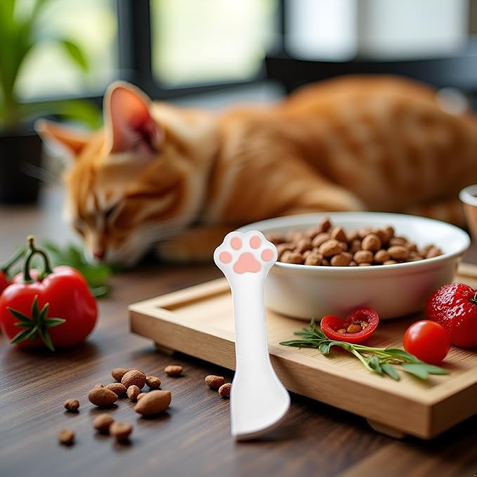 Pink Silicone Pet Food Spoon, Cat Food Can Opener Paw, Wet or Dry Food Short Spoon for Cat Dog With Mini Spatula, Feeding and Watering Supplies