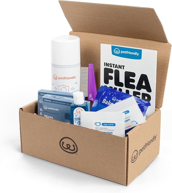 Flea Killer Kit for Dogs – Fast-Acting Flea Treatment with Oral Tablets, Topical Prevention, Flea Comb, Flea Shampoo & Home Spray – Dog Flea & Tick Control for Small & Large Dogs (26-55 lb Dog)