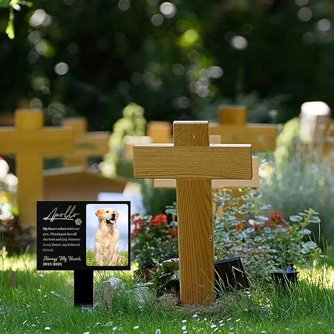 Custom Dog Grave Markers Outdoor, Personalized Pet Grave Marker Dog Memorial with Photo and Name, Outdoor Weatherproof Pet Cemetery Sign, Personalized Dog Memorial Gifts for Loss of Dog