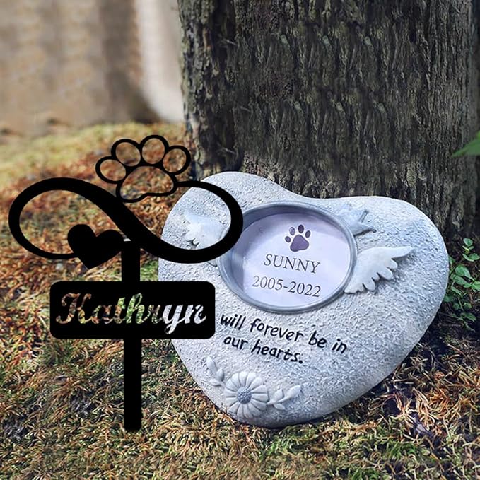 Pet Grave Markers Personalized, Pet Memorial Grave Markers Garden Metal Headstones Plaques, Custom Pet Dog Grave Marker Gifts for Sympathetic Pet Loss Remembrance, Pet Memorial Gifts