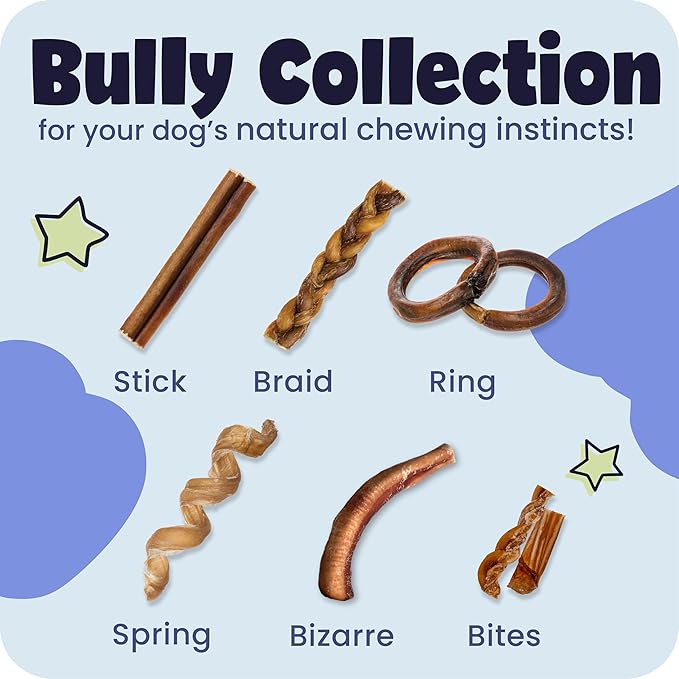 Pawstruck Natural 12" Braided Bully Sticks for Dogs - Long Lasting Rawhide Free Low Odor Single Ingredient Chew Treat for Aggressive Chewers - 1lb Bag