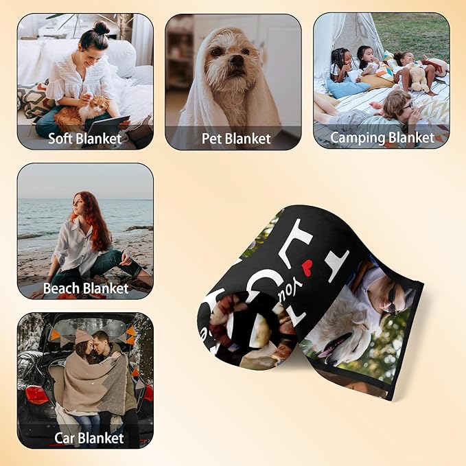 Personalized Pet Memorial Gifts, Custom Throw Blanket with Pet Photo & Name, Customized Pet Memorial Gifts for Loss of Dog Cat, Puppy Bereavement/Passing Away Gifts, Remembrance Gift for Dog Mom Dad