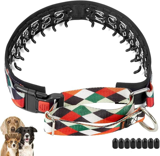 Mayerzon Martingale Dog Prong Collar for Pulling, Personalized Vintage Slip Pinch Collar with Buckle for Large Medium Small Dogs for Walking Training and Festivals(M, Pop Art)